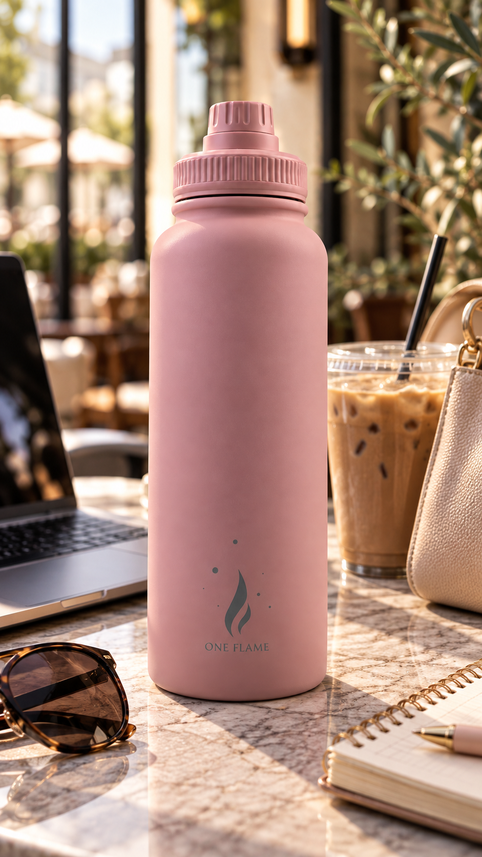 ONE FLAME 32oz Insulated Water Bottle – Dusty Rose